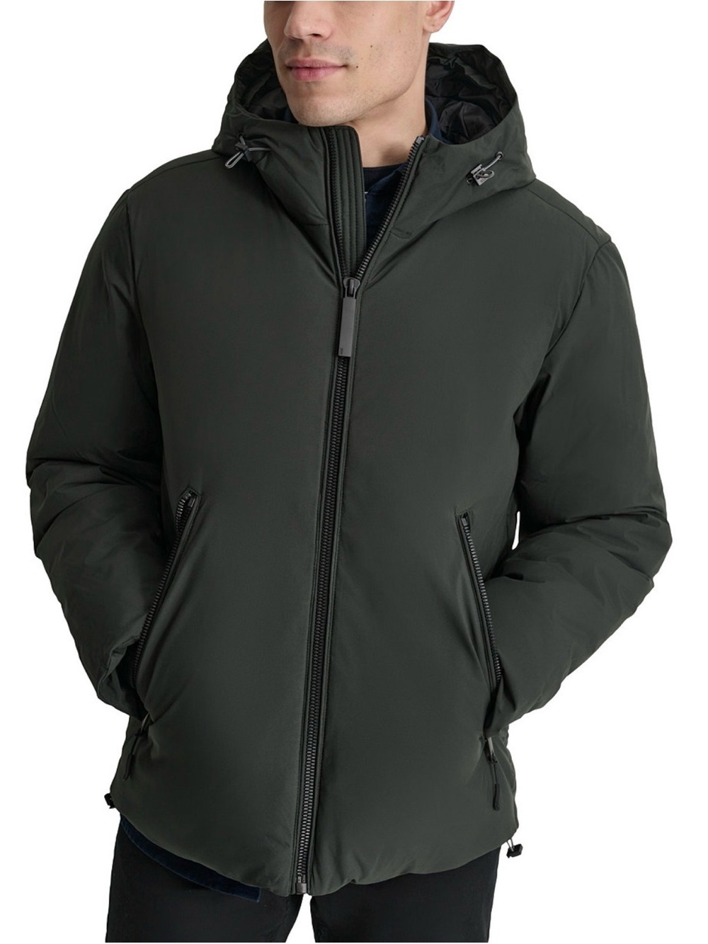 DKNY Men's Hooded Puffer Jacket - Dark Olive